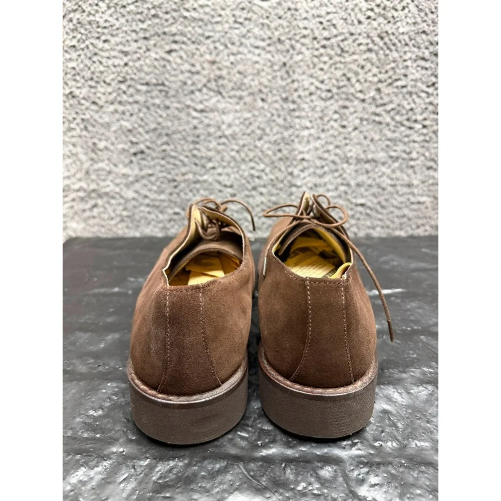 Parachoc France Suede Square Toe Lace Up Derby Shoes Brown Mens Size 44 EU